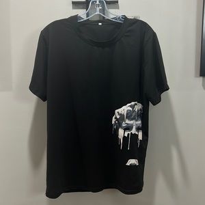 black tee with graphic figure